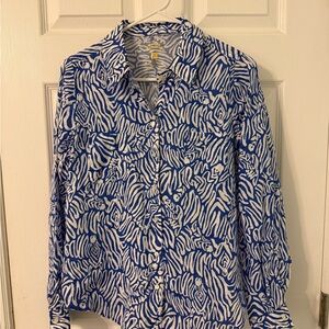 Lilly Pulitzer sea view linen button down top size S